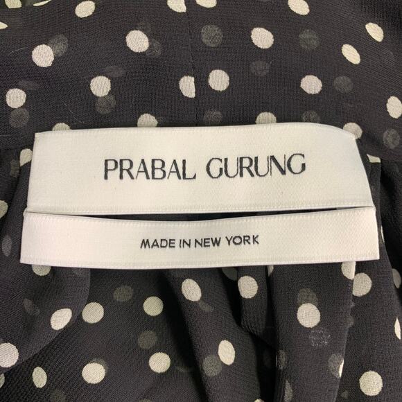 PRABAL GURUNG Size 2 Black White Polyester Polka Dot Bow Blouse - Picture 5 of 7